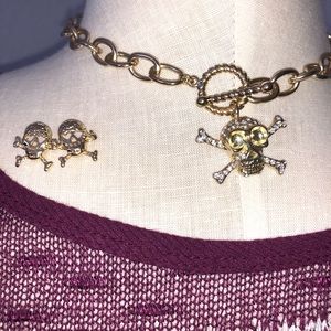 Skull choker and earring set